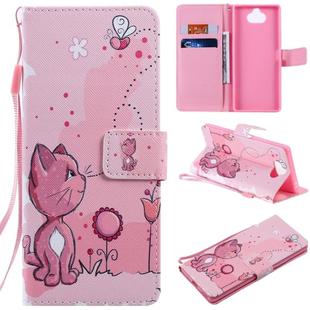 For Sony Xperia 20 Painting Horizontal Flip Leather Case with Holder & Card Slot & Lanyard(Cat and Bee)
