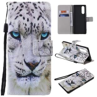 For Sony XZ5 Painting Horizontal Flip Leather Case with Holder & Card Slot & Lanyard(White Leopard)