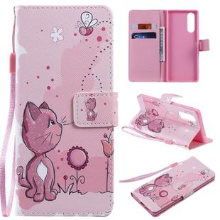 For Sony XZ5 Painting Horizontal Flip Leather Case with Holder & Card Slot & Lanyard(Cat and Bee)