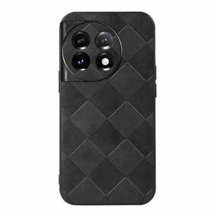 For OnePlus 11 Weave Plaid PU Phone Case(Black)
