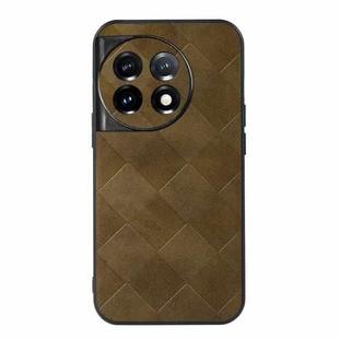 For OnePlus 11R/Ace 2 Weave Plaid PU Phone Case(Green)