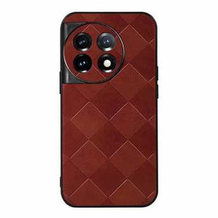 For OnePlus 11R/Ace 2 Weave Plaid PU Phone Case(Brown)