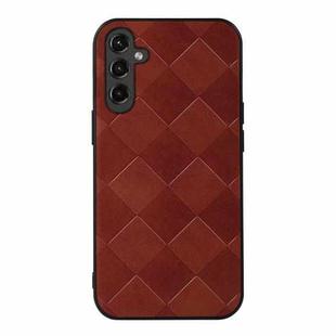 For Samsung Galaxy A24 4G Weave Plaid PU Phone Case(Brown)