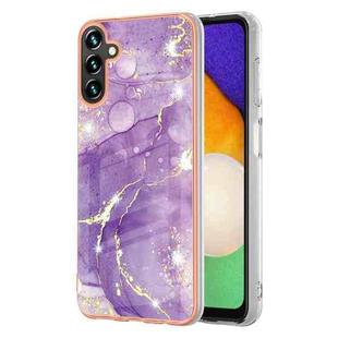 For Samsung Galaxy A34 5G Electroplating Marble IMD TPU Phone Case(Purple 002)