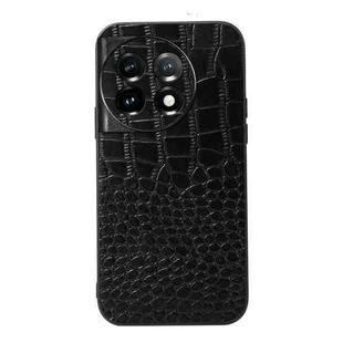 For OnePlus 11R/Ace 2 Crocodile Texture Genuine Leather Phone Case(Black)