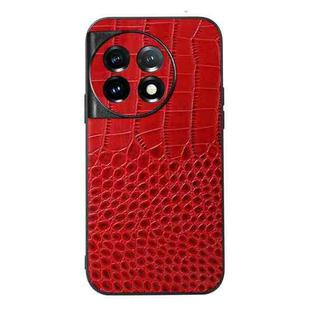 For OnePlus 11R/Ace 2 Crocodile Texture Genuine Leather Phone Case(Red)