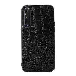 For Sony Xperia 1 V Crocodile Texture Genuine Leather Phone Case(Black)