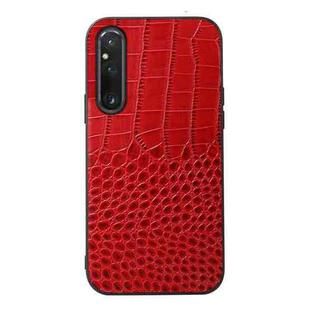For Sony Xperia 1 V Crocodile Texture Genuine Leather Phone Case(Red)