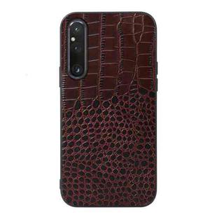 For Sony Xperia 1 V Crocodile Texture Genuine Leather Phone Case(Coffee)