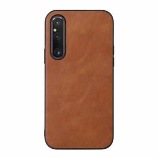 For Sony Xperia 1 V Cowhide Texture PU Phone Case(Brown)