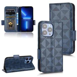 For iPhone 13 Pro Max Symmetrical Triangle Leather Phone Case(Blue)