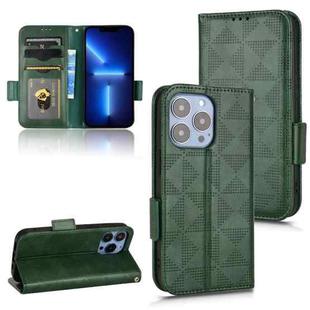 For iPhone 13 Pro Max Symmetrical Triangle Leather Phone Case(Green)