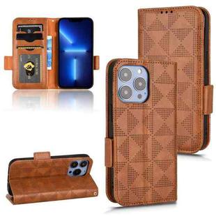 For iPhone 13 Pro Max Symmetrical Triangle Leather Phone Case(Brown)