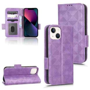 For iPhone 13 Symmetrical Triangle Leather Phone Case(Purple)