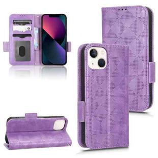 For iPhone 13 mini Symmetrical Triangle Leather Phone Case(Purple)