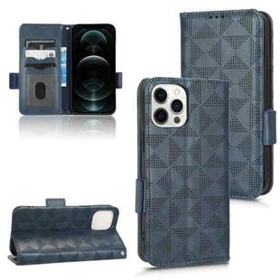 For iPhone 12 Pro Max Symmetrical Triangle Leather Phone Case(Blue)