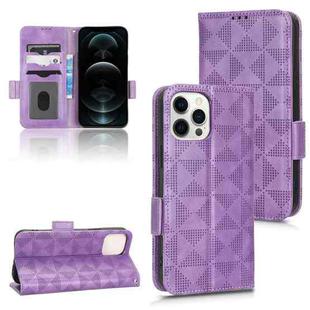 For iPhone 12 Pro Max Symmetrical Triangle Leather Phone Case(Purple)