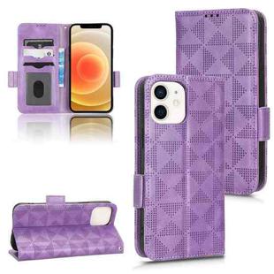 For iPhone 12 mini Symmetrical Triangle Leather Phone Case(Purple)