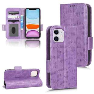 For iPhone 11 Symmetrical Triangle Leather Phone Case(Purple)
