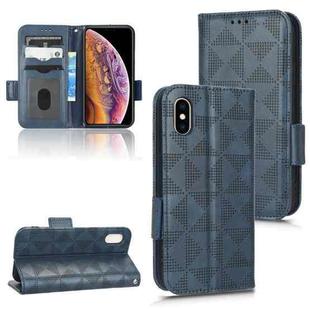 For iPhone XS Max Symmetrical Triangle Leather Phone Case(Blue)