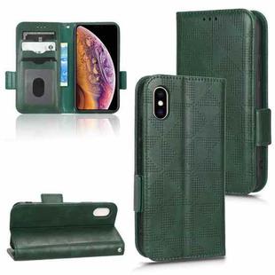 For iPhone XS Max Symmetrical Triangle Leather Phone Case(Green)