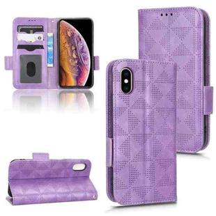 For iPhone XS Max Symmetrical Triangle Leather Phone Case(Purple)