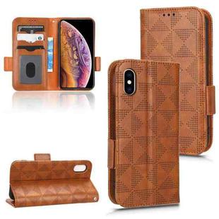 For iPhone XS Max Symmetrical Triangle Leather Phone Case(Brown)