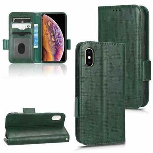 For iPhone XS / X Symmetrical Triangle Leather Phone Case(Green)