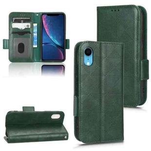 For iPhone XR Symmetrical Triangle Leather Phone Case(Green)
