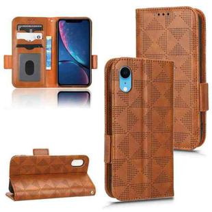 For iPhone XR Symmetrical Triangle Leather Phone Case(Brown)