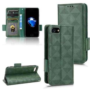 For iPhone SE 2022 / SE 2020 / 8 / 7 Symmetrical Triangle Leather Phone Case(Green)