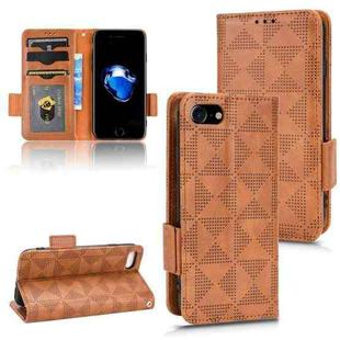 For iPhone SE 2022 / SE 2020 / 8 / 7 Symmetrical Triangle Leather Phone Case(Brown)