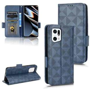 For OPPO Find X5 Pro Symmetrical Triangle Leather Phone Case(Blue)