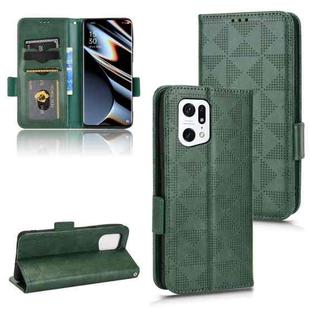 For OPPO Find X5 Pro Symmetrical Triangle Leather Phone Case(Green)