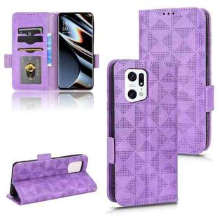 For OPPO Find X5 Pro Symmetrical Triangle Leather Phone Case(Purple)