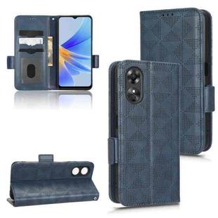 For OPPO A17 Symmetrical Triangle Leather Phone Case(Blue)
