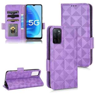 For OPPO A55s 5G Symmetrical Triangle Leather Phone Case(Purple)