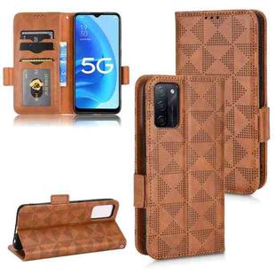 For OPPO A55s 5G Symmetrical Triangle Leather Phone Case(Brown)