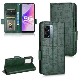 For OPPO A57 5G / A77 5G Symmetrical Triangle Leather Phone Case(Green)
