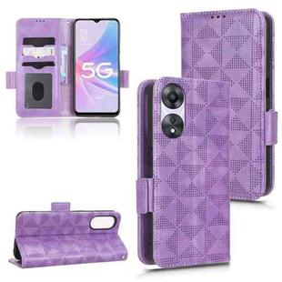 For OPPO A58 5G Symmetrical Triangle Leather Phone Case(Purple)