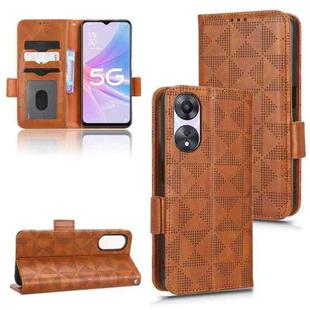 For OPPO A58 5G Symmetrical Triangle Leather Phone Case(Brown)