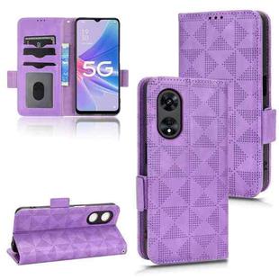 For OPPO A97 5G Symmetrical Triangle Leather Phone Case(Purple)