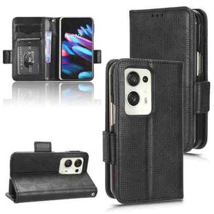 For OPPO Find N2 Symmetrical Triangle Leather Phone Case(Black)