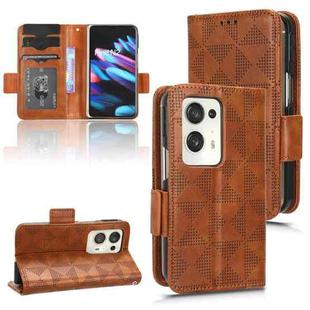 For OPPO Find N2 Symmetrical Triangle Leather Phone Case(Brown)