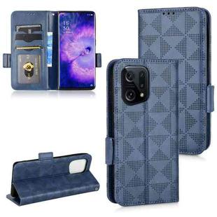 For OPPO Find X5 Symmetrical Triangle Leather Phone Case(Blue)