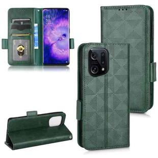 For OPPO Find X5 Symmetrical Triangle Leather Phone Case(Green)