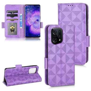For OPPO Find X5 Symmetrical Triangle Leather Phone Case(Purple)