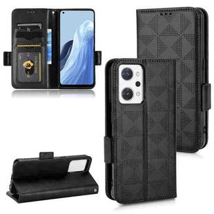 For OPPO Reno7 A Symmetrical Triangle Leather Phone Case(Black)