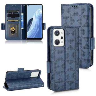 For OPPO Reno7 A Symmetrical Triangle Leather Phone Case(Blue)