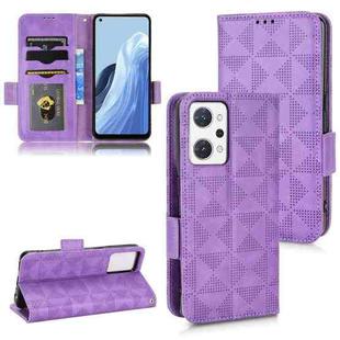 For OPPO Reno7 A Symmetrical Triangle Leather Phone Case(Purple)